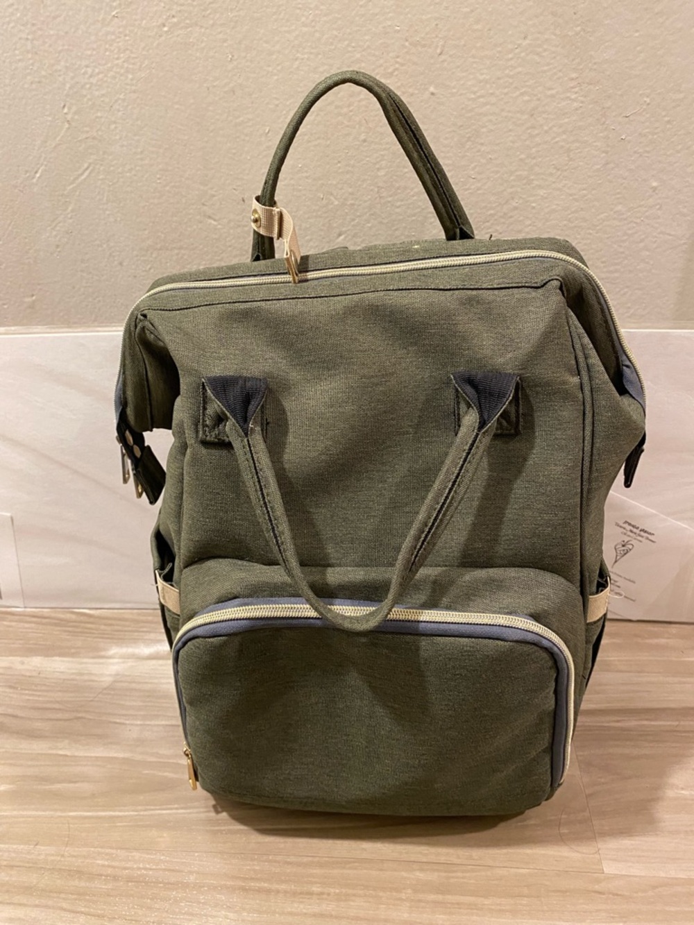Olive Green Canvas Travel Backpack - Unbranded